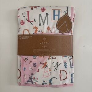NEW Baby Blanket Reversible Multi-use Whimsical ABC Alphabet Pink Floral | Aspen